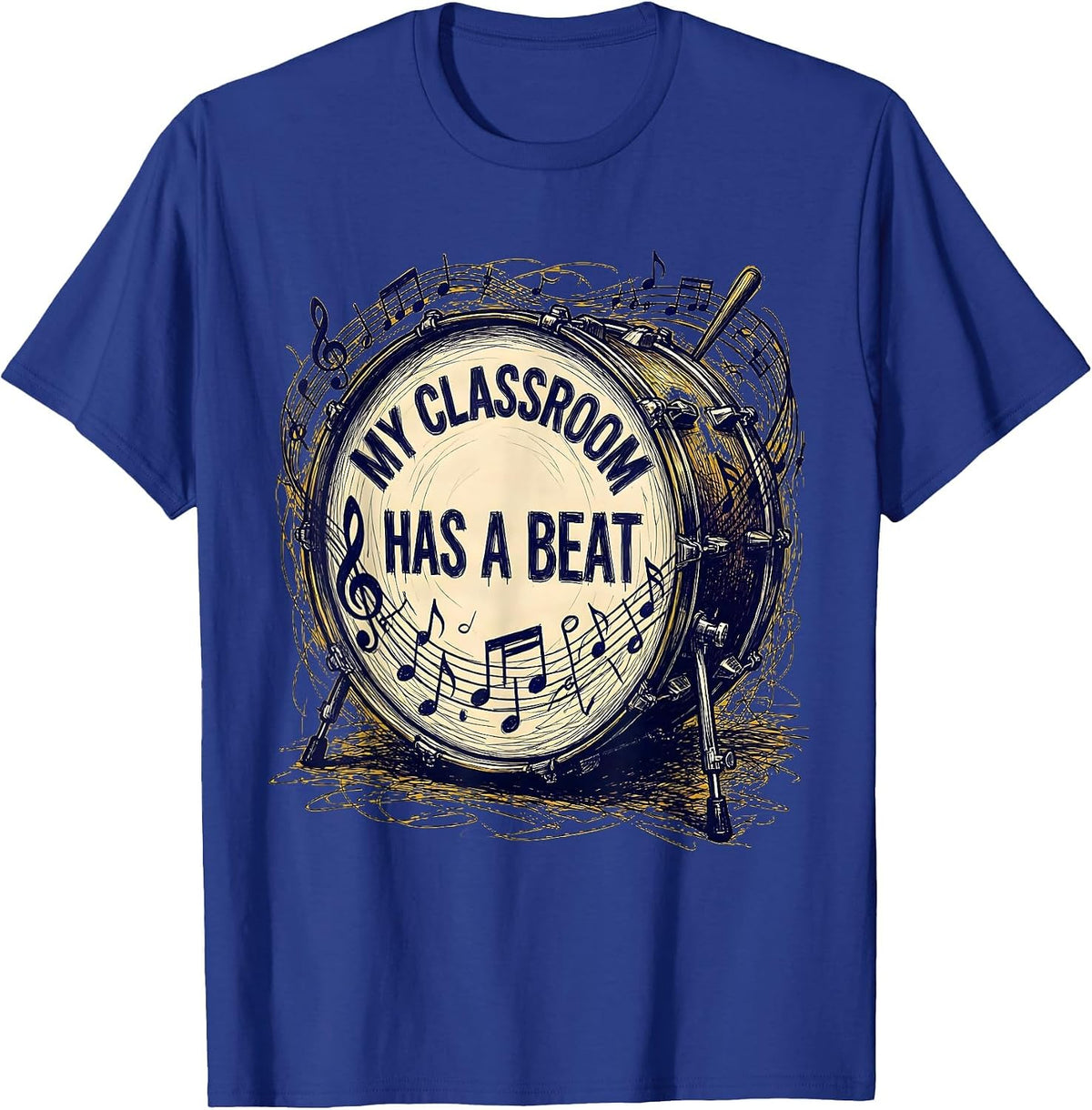 Men's My Classroom Has a Beat Music Teacher Design T-Shirt - Royal Blue