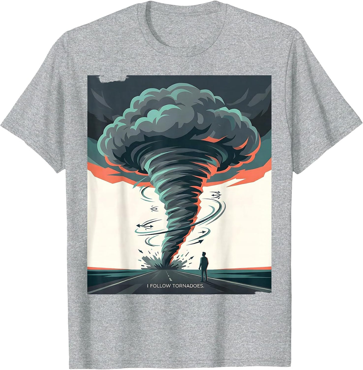Men's I Follow Tornadoes Storm Chaser Meteorologist Enthusiast T-Shirt - Heather Grey
