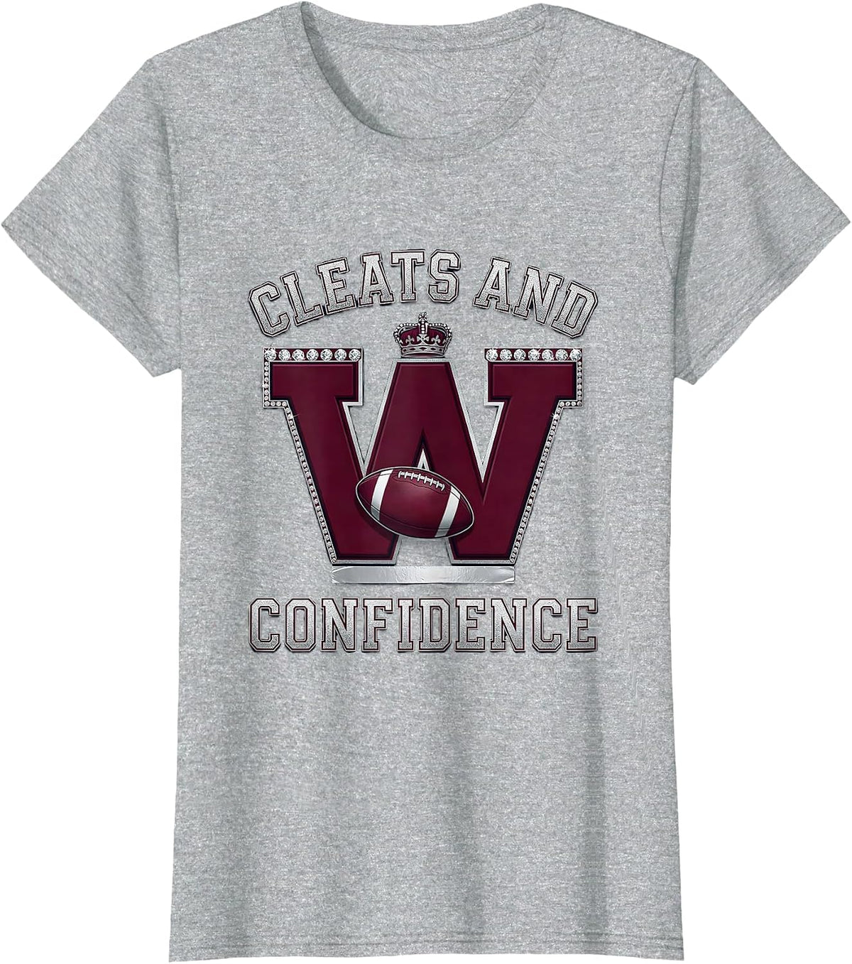Cleats and Confidence Rugby Graphic Design T-Shirt - Heather Grey