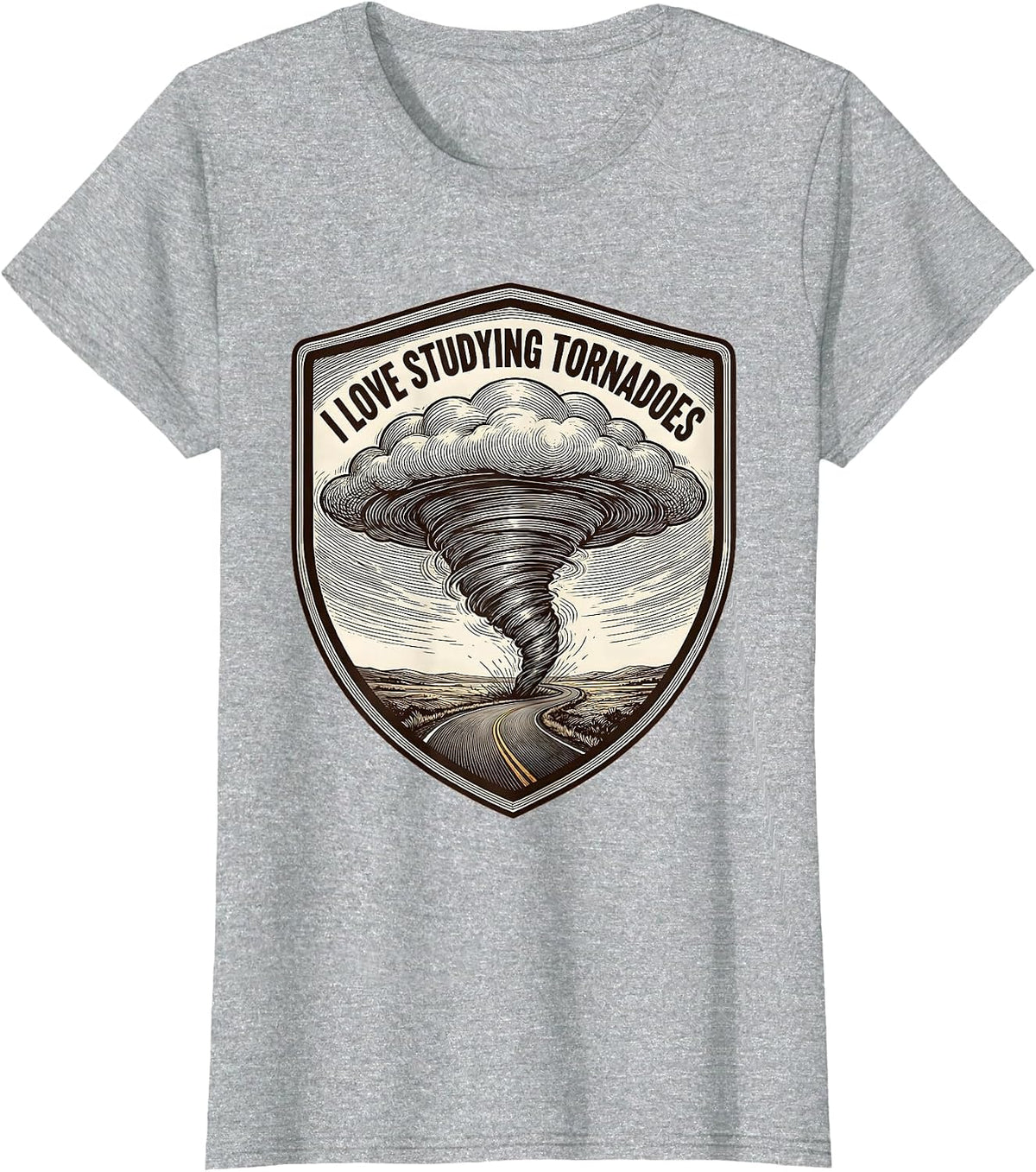 I Love Studying Tornadoes Crosshatched Weather Enthusiast T-Shirt - Heather Grey