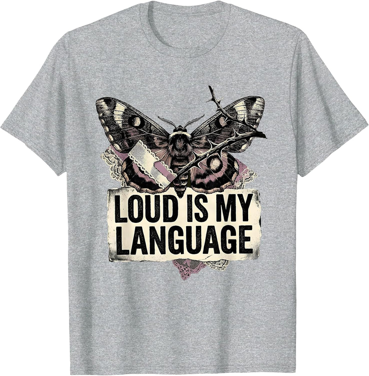 Men's Loud Is My Language Rock Music Graphic Design T-Shirt - Heather Grey