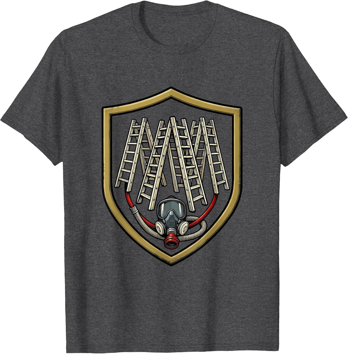 Sealed Shield Badge Firefighter Memorial Tribute T-Shirt - Dark Heather Grey