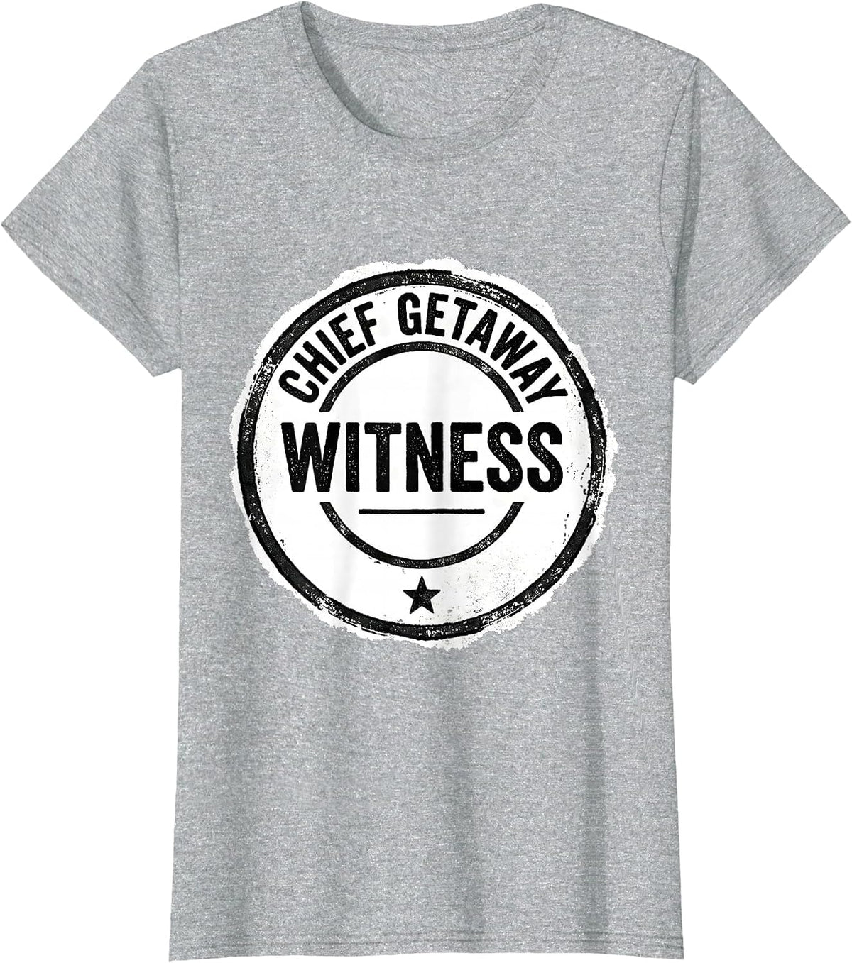 Women's Chief Getaway Witness Rubber Stamp Matching Best Friends T-Shirt - Heather Grey