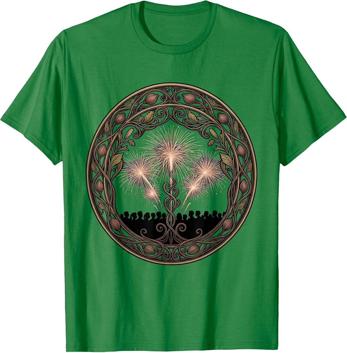 Men's Stadium Crowd Fireworks Celebration Silhouette T-Shirt - Kelly Green