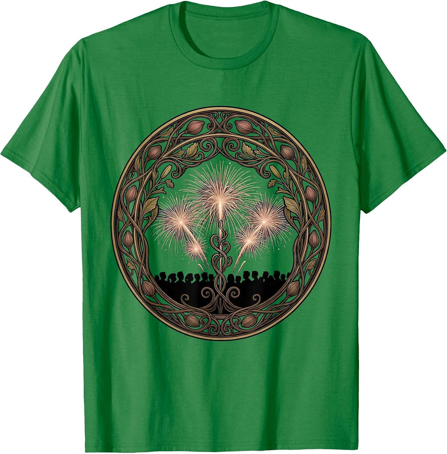 Men's Stadium Crowd Fireworks Celebration Silhouette T-Shirt - Kelly Green
