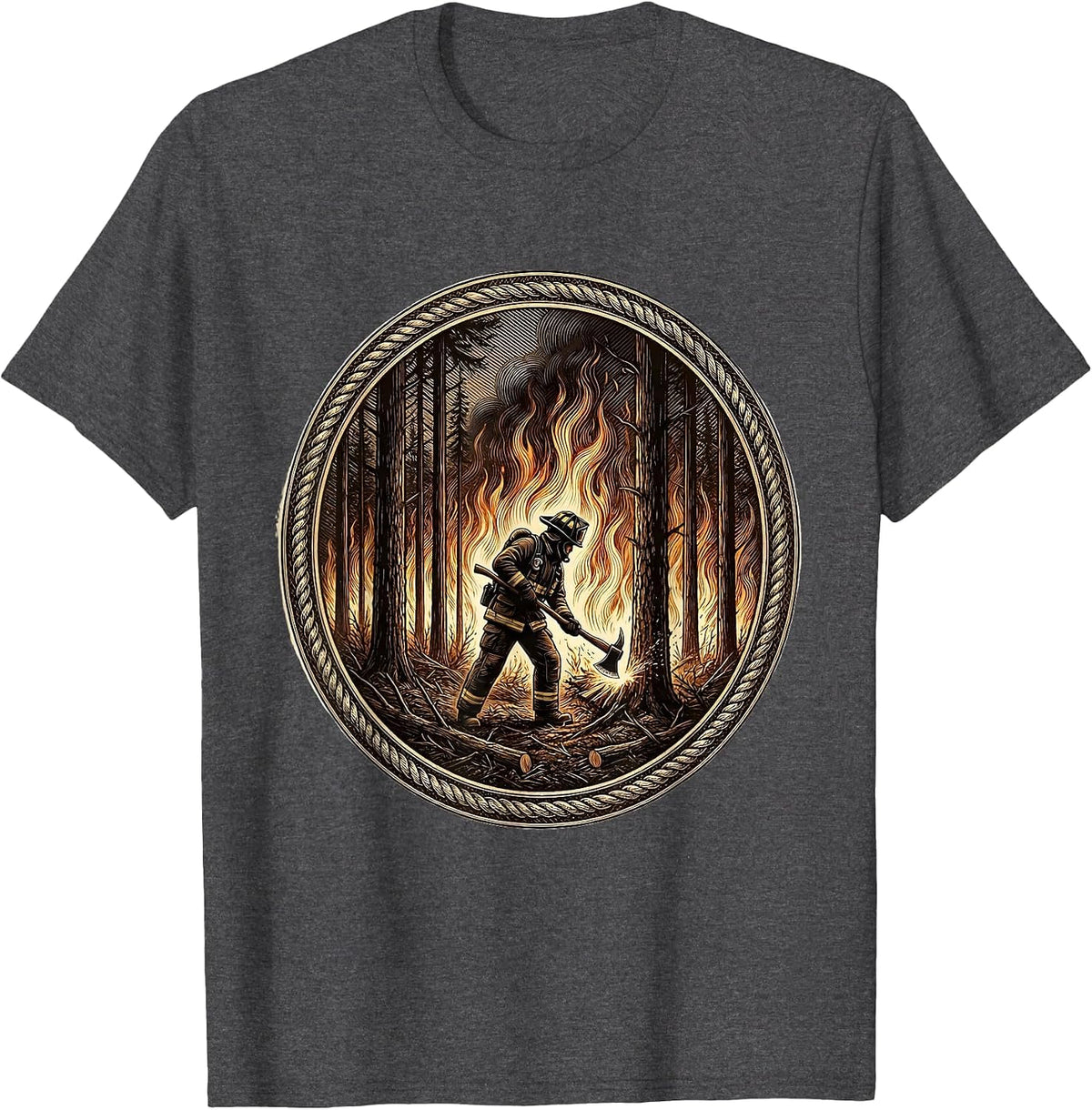 Firefighter Firebreak Forest Blaze Graphic T-Shirt - Dark Heather Grey