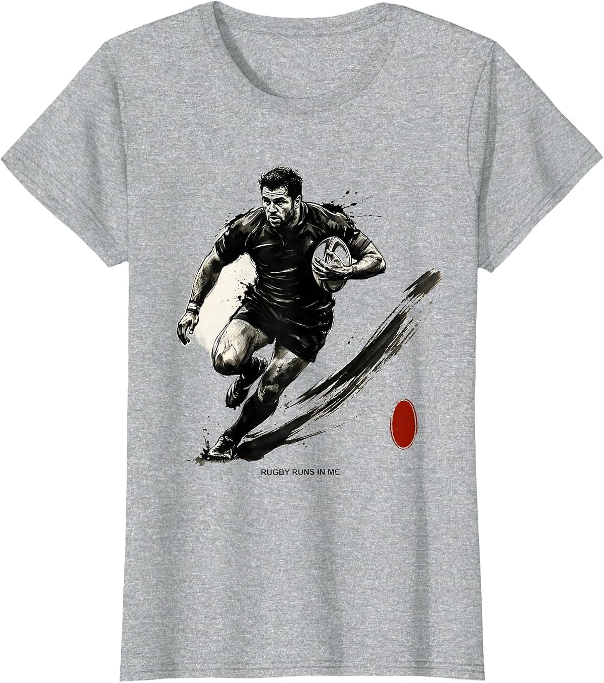 Rugby Runs In Me Passionate Fan Design T-Shirt - Heather Grey