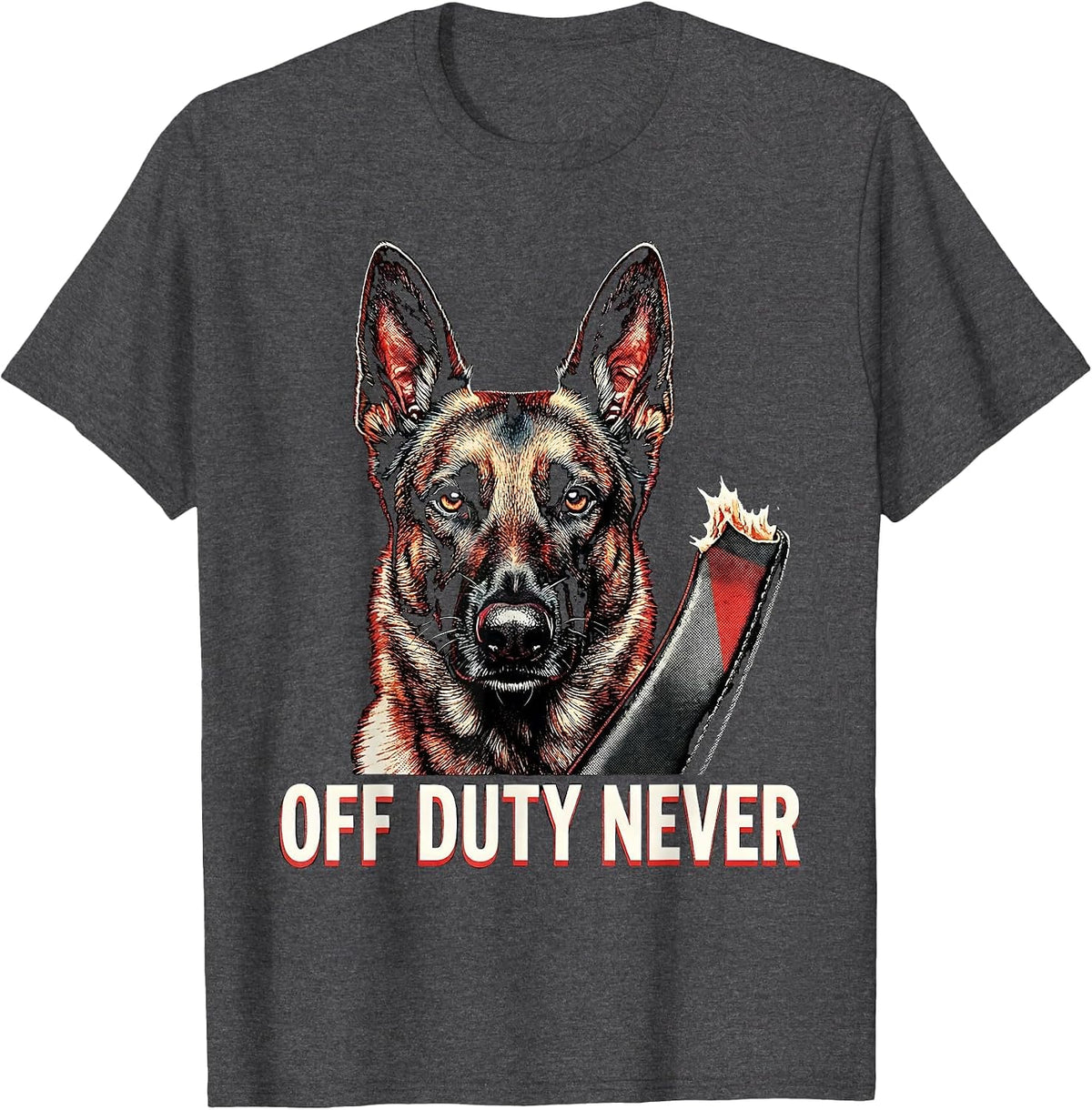 Off Duty Never Belgian Malinois Dog Owner Humor T-Shirt - Dark Heather Grey