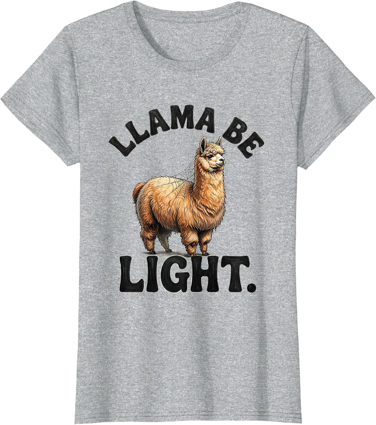 Llama Be Light Funny Llama Lover Halloween Novelty Humor T-Shirt - Heather Grey