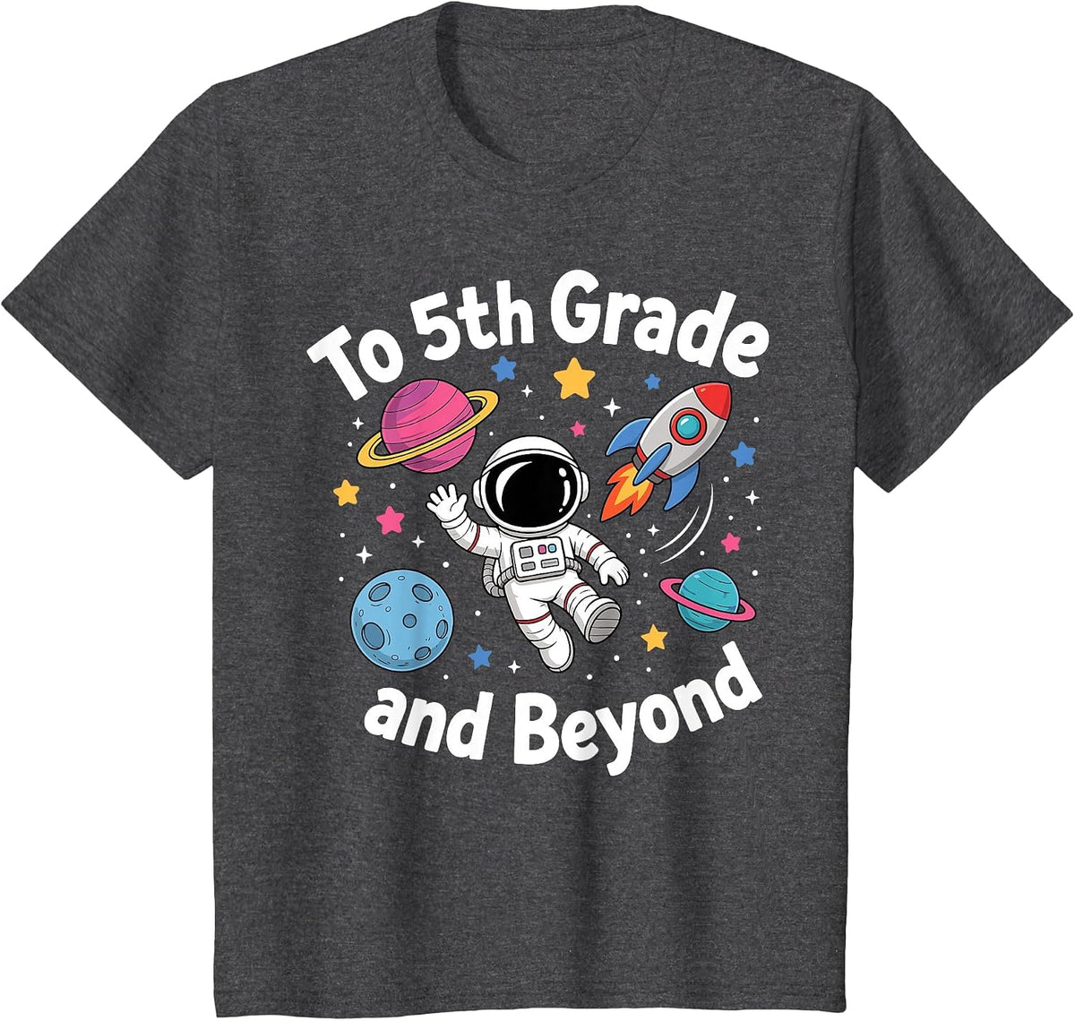 Fifth Grade Student Teacher Astronaut Space Back to School T-Shirt - Dark Heather Grey