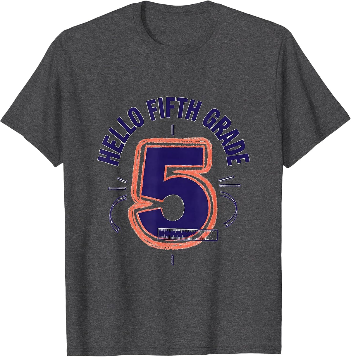 Hello Fifth Grade Cheerful Back To School Girl Student First T-Shirt - Dark Heather Grey