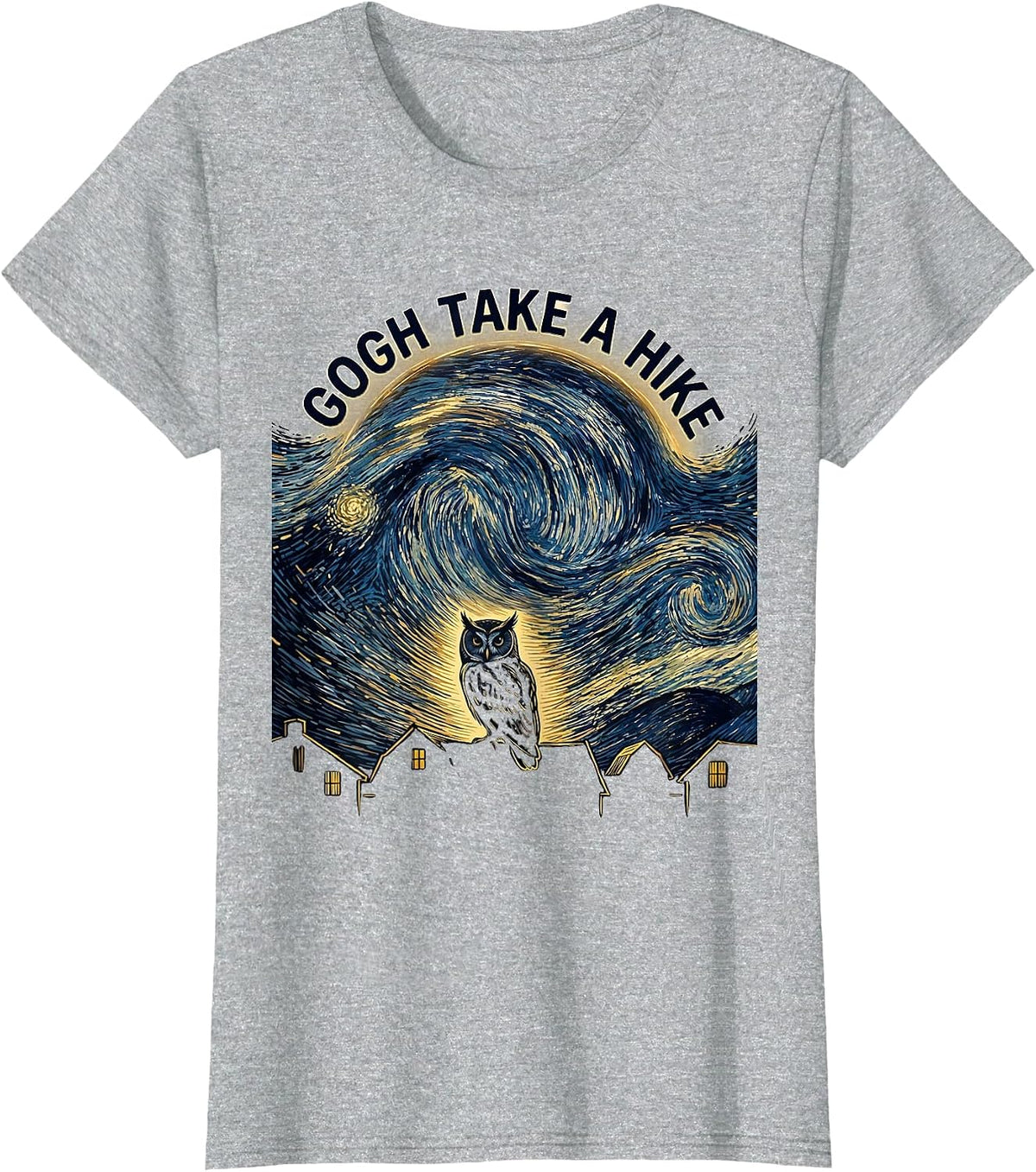 Women's Gogh Take A Hike Funny Van Gogh Art Parody Cat Lover T-Shirt - Heather Grey