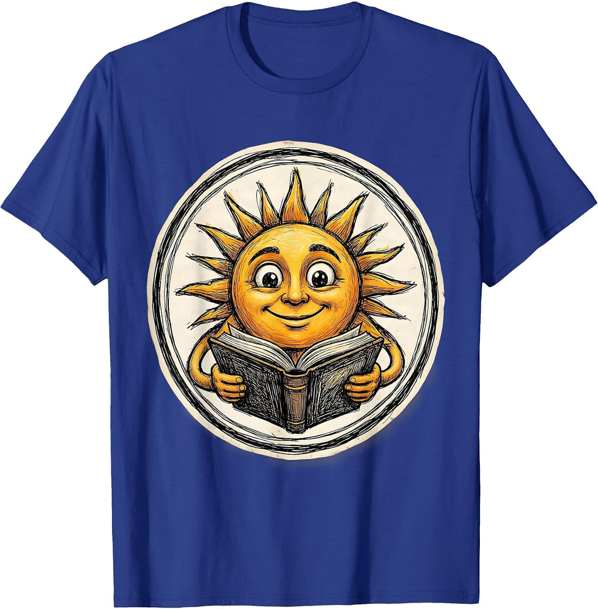 Men's Cute Teacher Smiling Sun Reading Storybook T-Shirt - Royal Blue