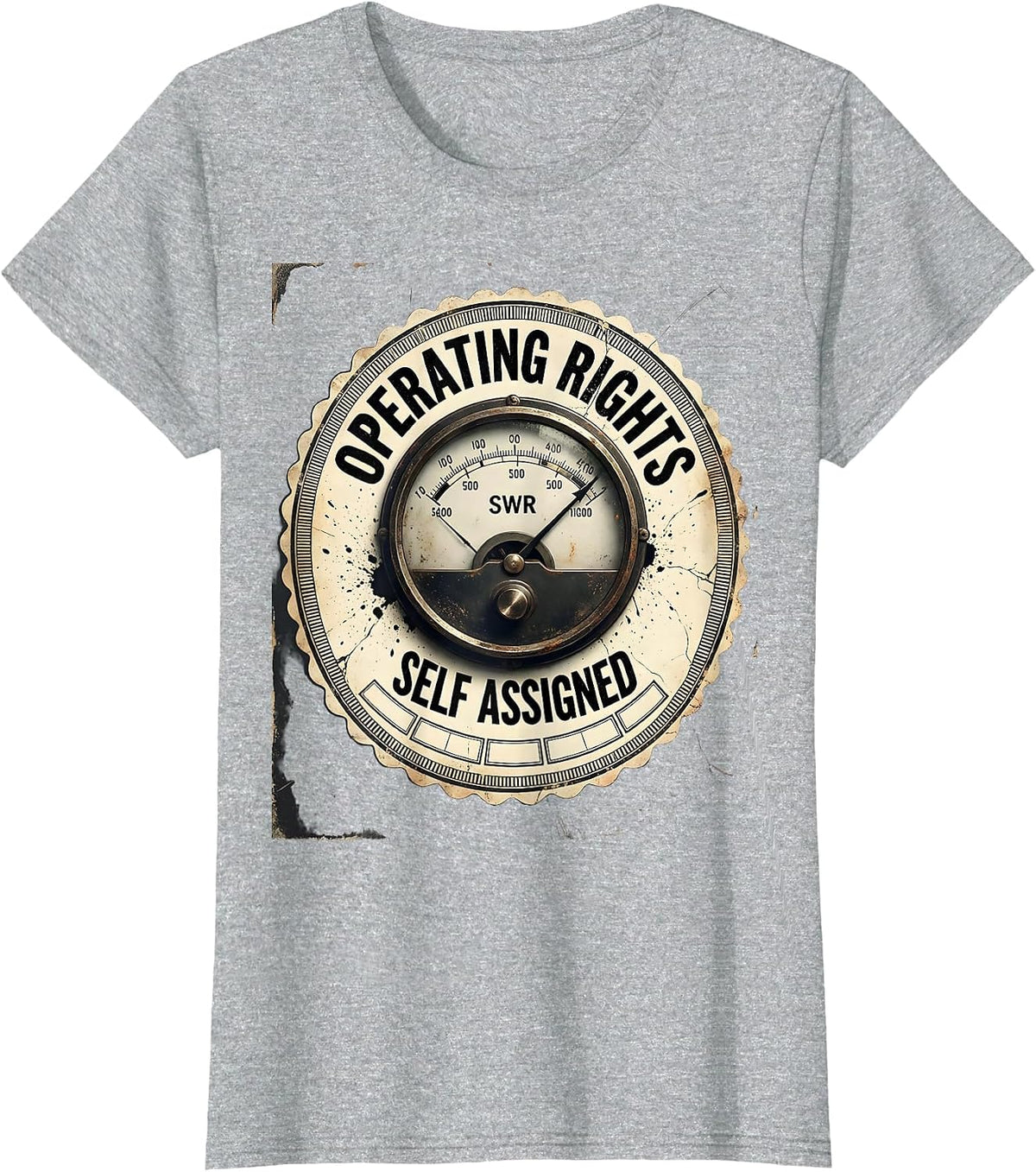 Operating Rights Self Assigned Distressed Ham Radio Operator T-Shirt - Heather Grey