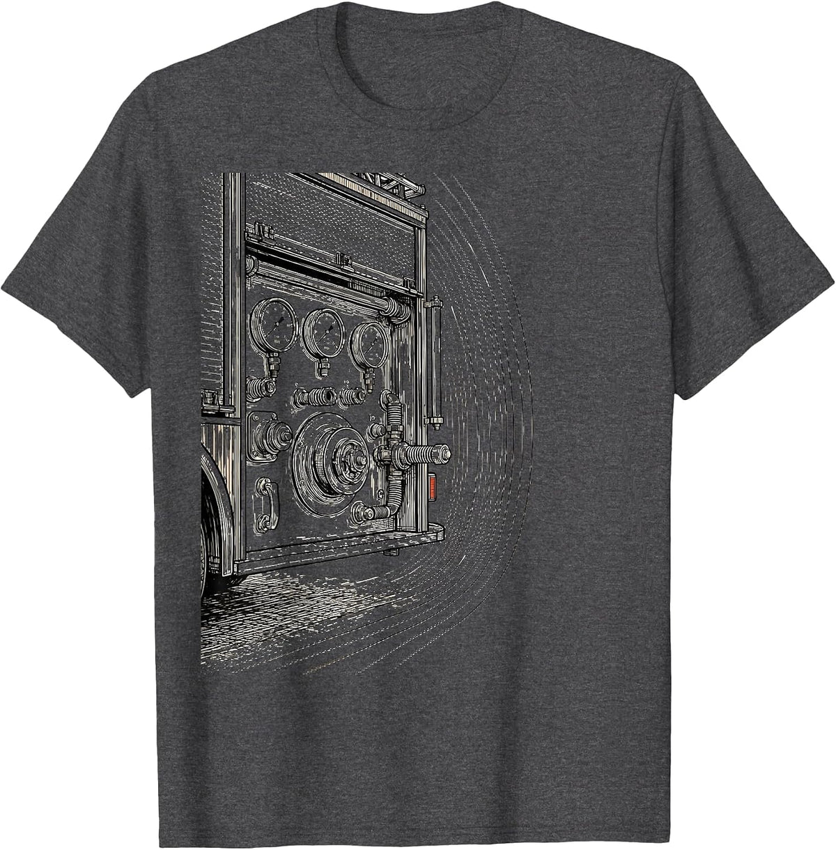 Fire Truck Pump Panel Funny Firefighter Humor T-Shirt - Dark Heather Grey