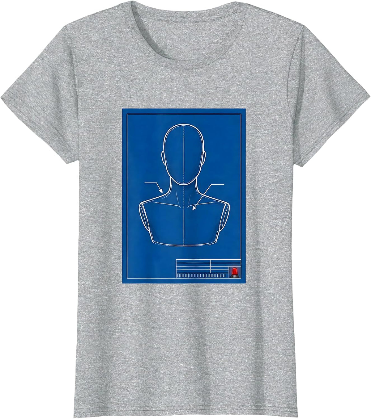 Women's EMT Mannequin Gag Humor Technical Blueprint Paramedic Gift T-Shirt - Heather Grey
