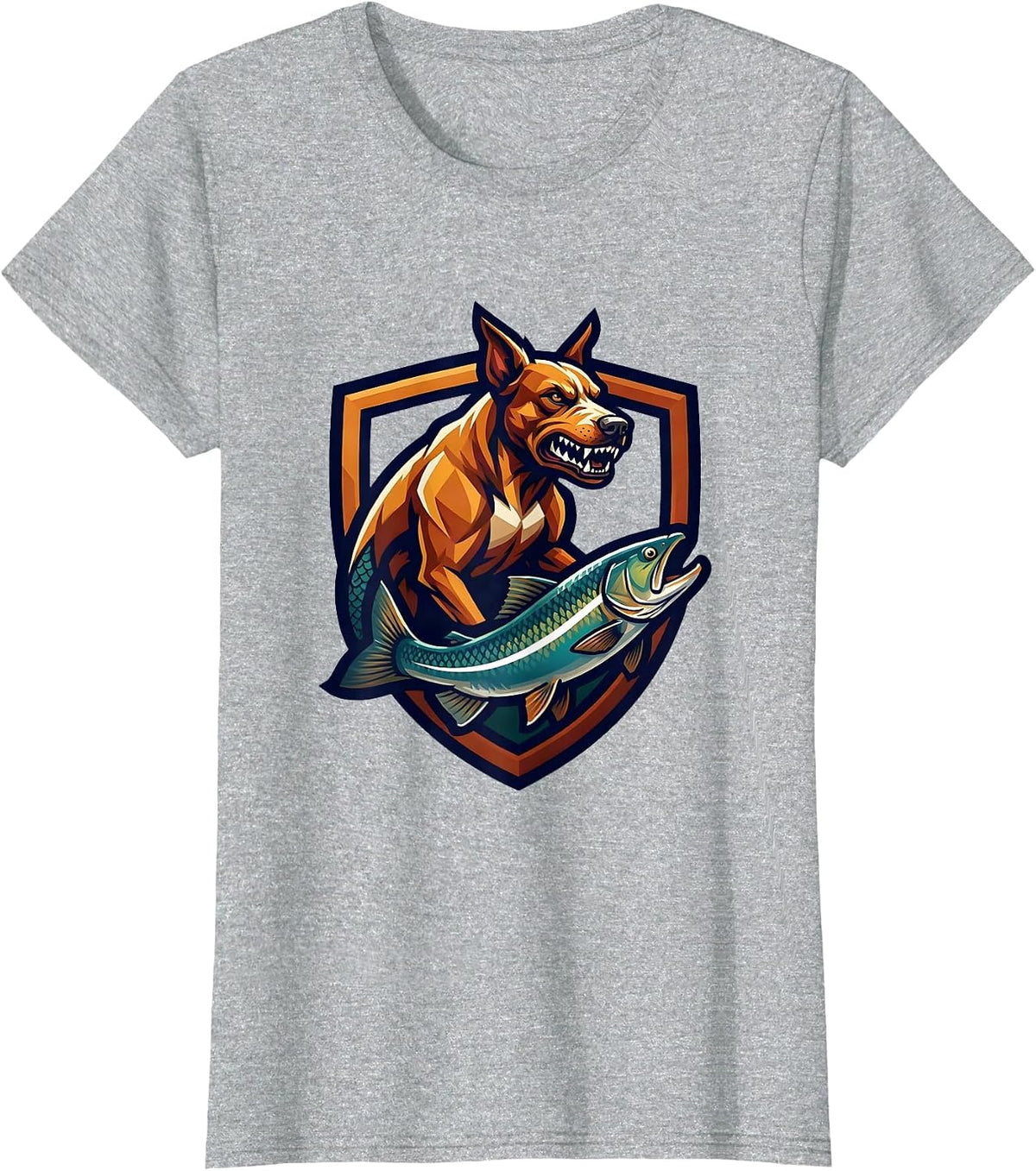 Huntrix Trout Leap Hunting Dog Reflection Graphic T-Shirt - Heather Grey