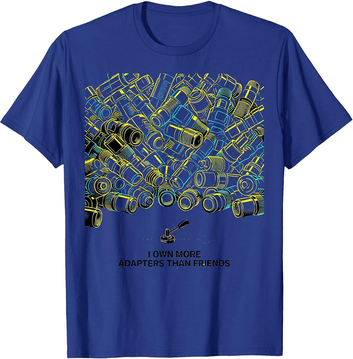 Men's I Own More Adapters Than Friends Funny Ham Radio Operator T-Shirt - Royal Blue