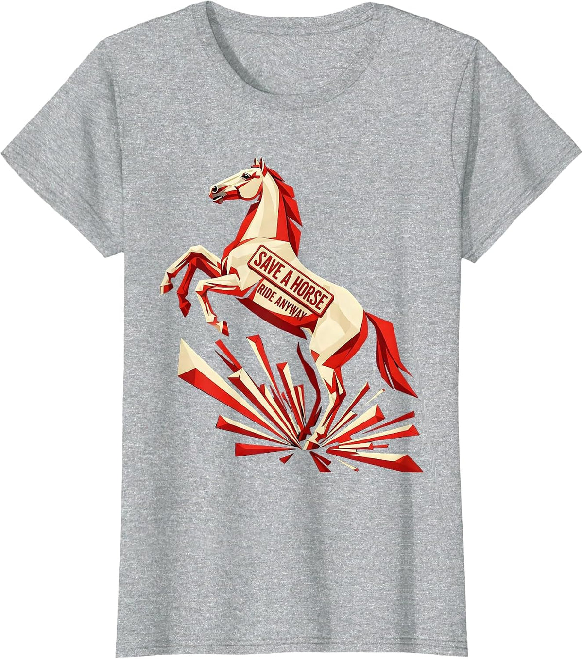 Women's Save a Horse Ride Anyway Funny Equestrian Design T-Shirt - Heather Grey