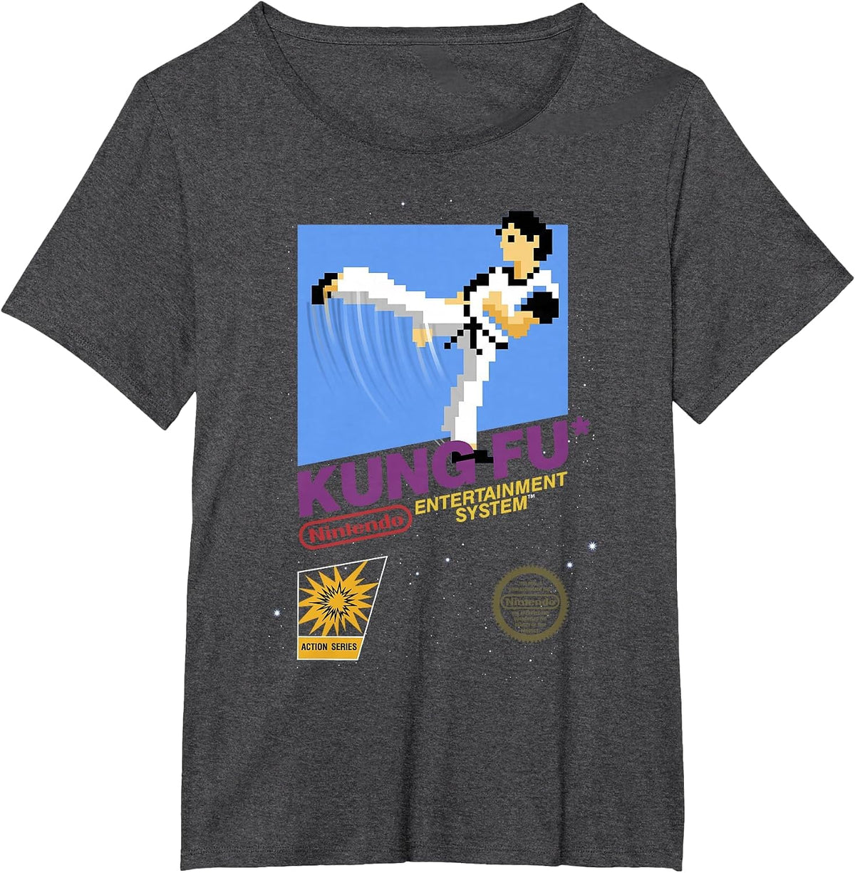 Nintendo NES Kung Fu Action Series Retro Graphic T-Shirt T-Shirt - Dark Heather Grey
