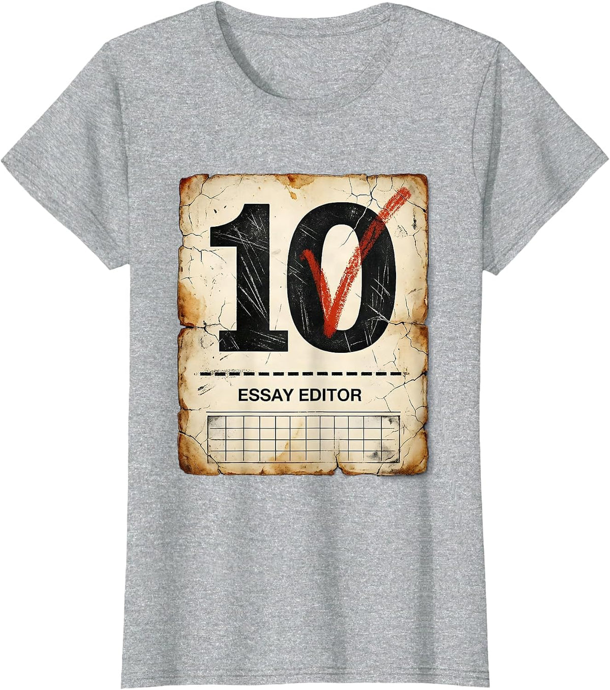 Women's Essay Editor Distressed Funny Teacher Back To School First T-Shirt - Heather Grey