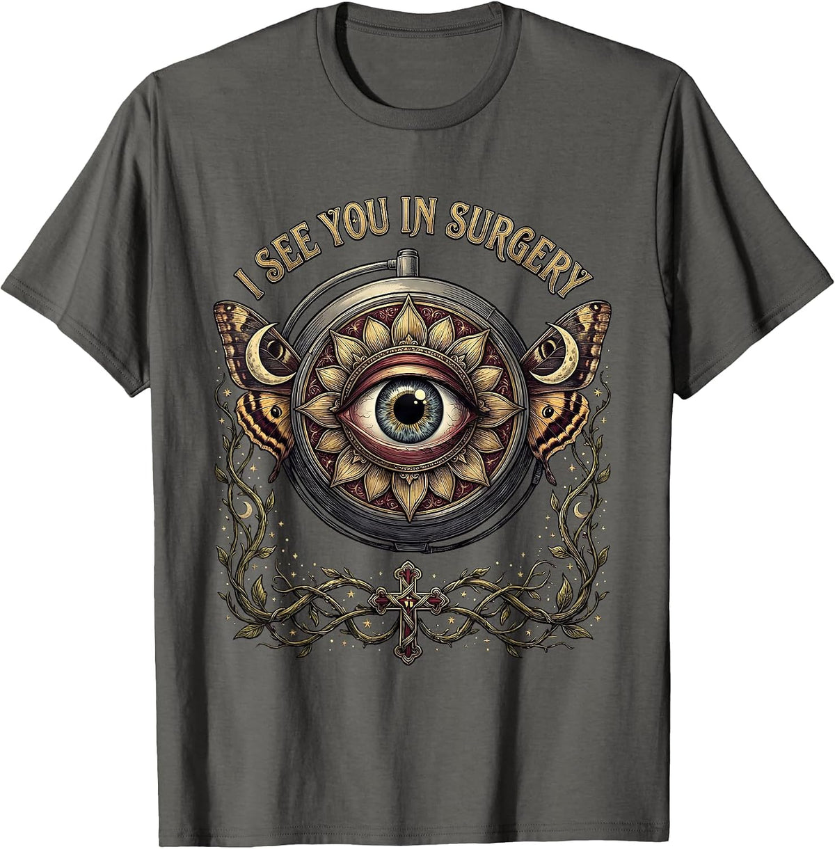 Halloween Nurse I See You In Surgery Design T-Shirt - Asphalt Grey