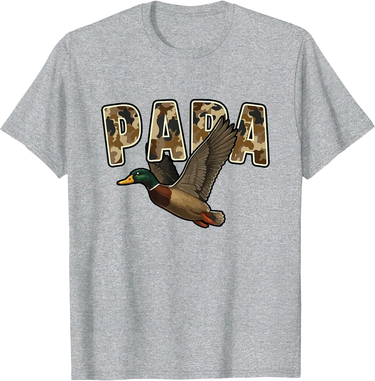 Camouflage Vintage Mallard Duck Retro Camo Hunting Papa T-Shirt - Heather Grey
