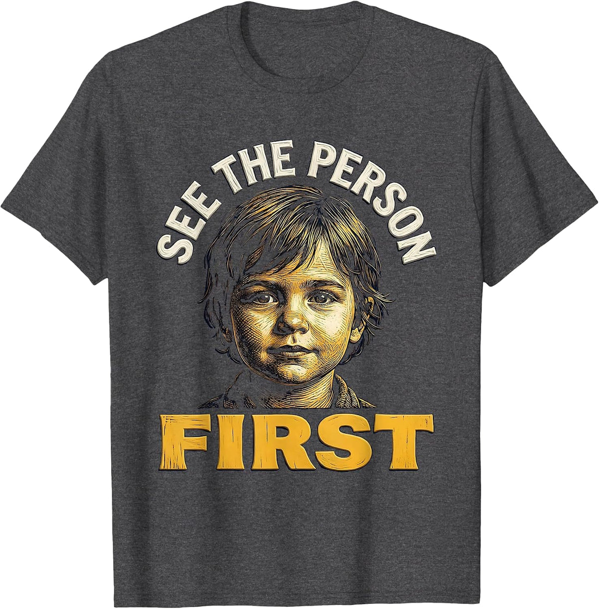 Men's See the Person First Down Syndrome Awareness T-Shirt - Dark Heather Grey