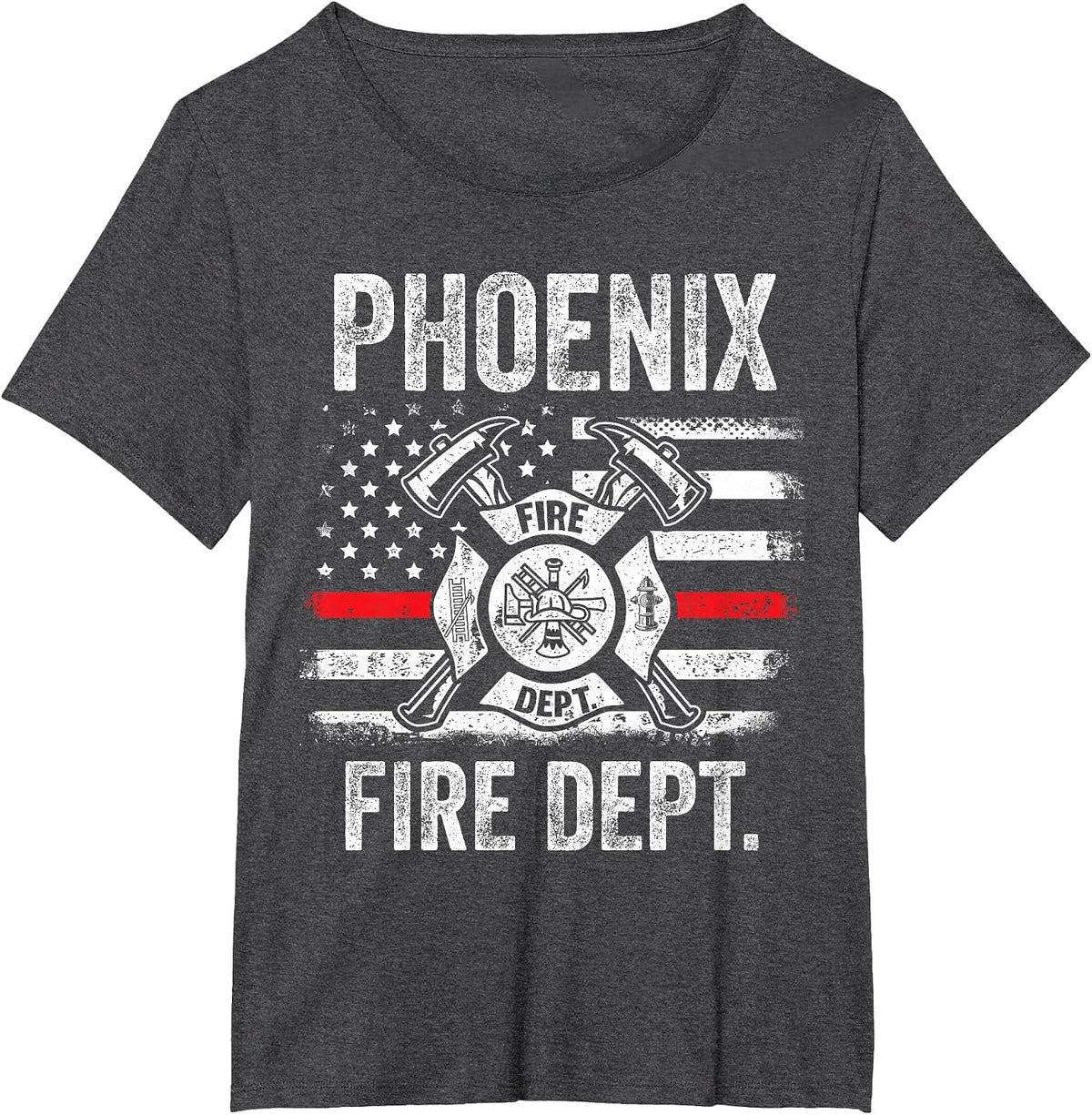 Phoenix Fire Department Thin Red Line Fireman T-Shirt - Dark Heather Grey