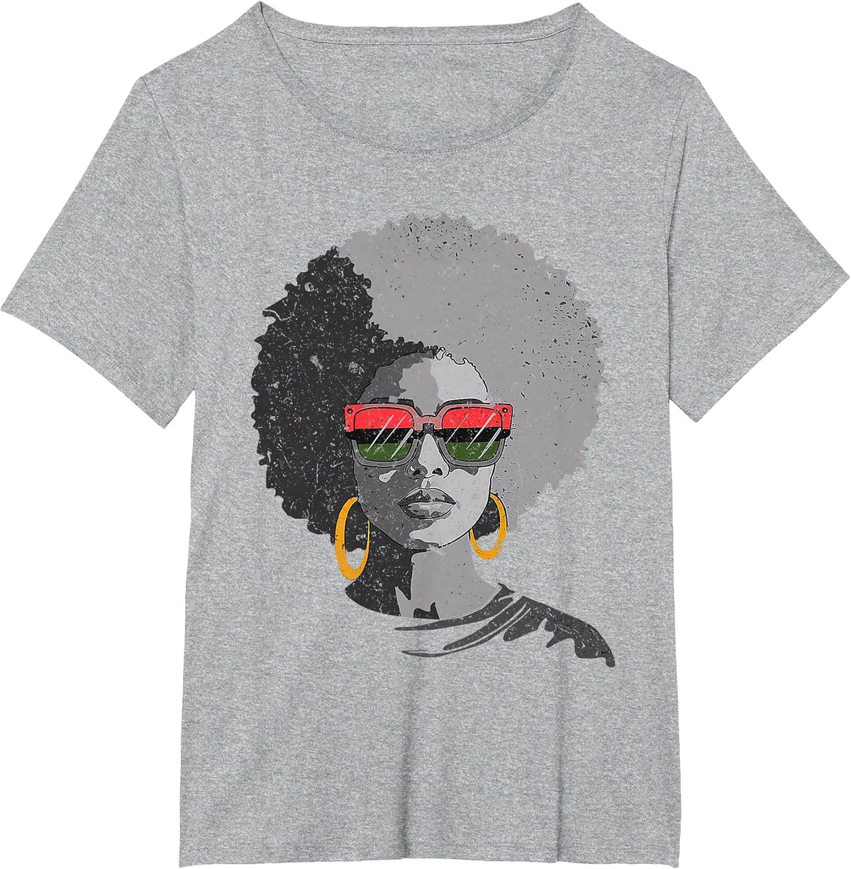 Women Black Queen Afro Melanin Face Dripping Juneteenth T-Shirt - Heather Grey