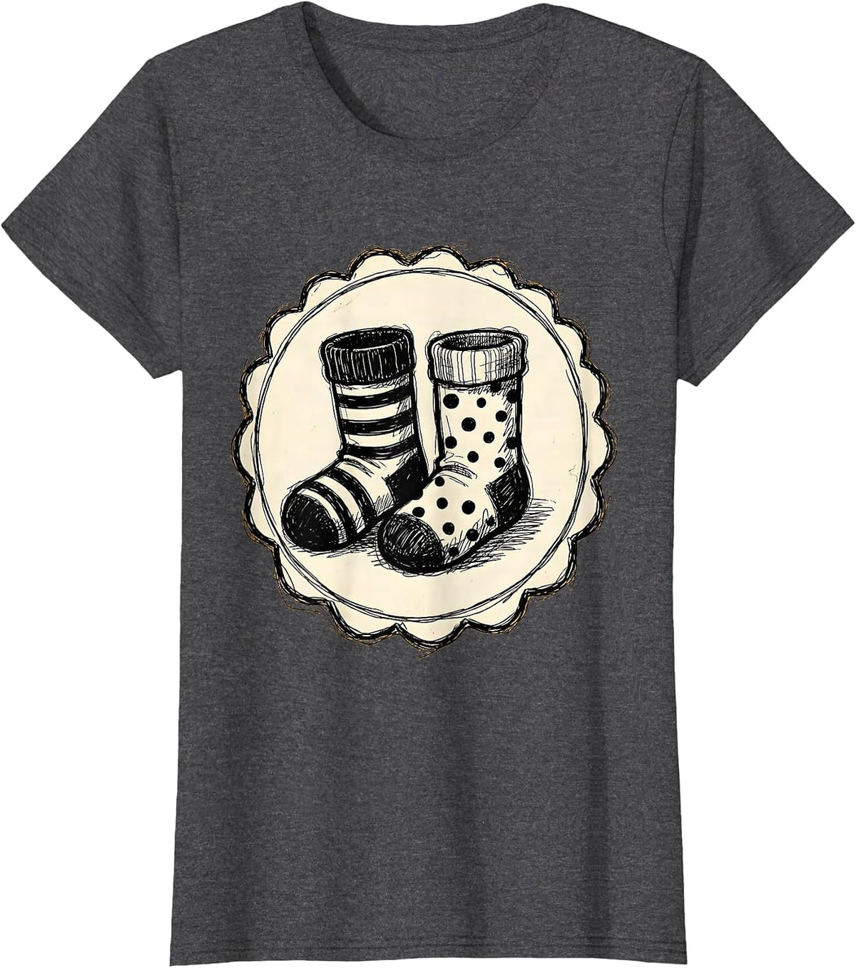Women's Down Syndrome Awareness Mismatched Socks Design T-Shirt - Dark Heather Grey