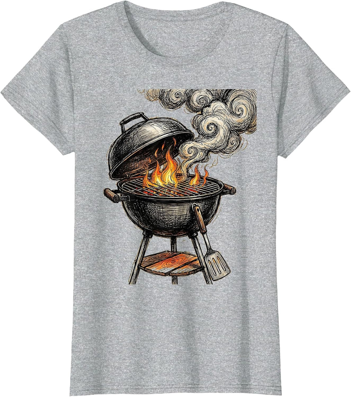 Live Like Charlie Backyard Grill Graphic Tee T-Shirt - Heather Grey