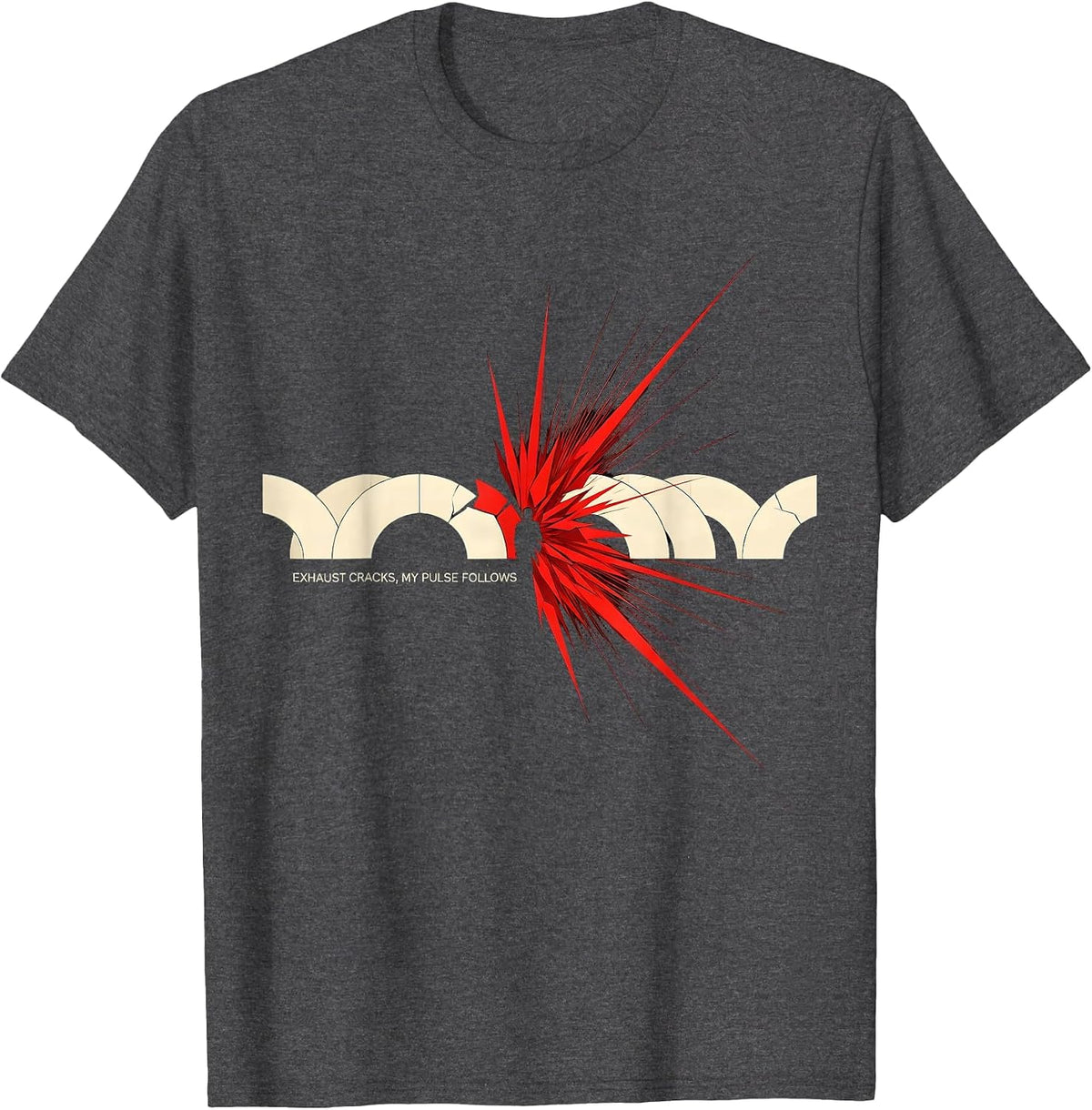 Men's Exhaust Cracks My Pulse Follows Futurist Car Guy Auto T-Shirt - Dark Heather Grey