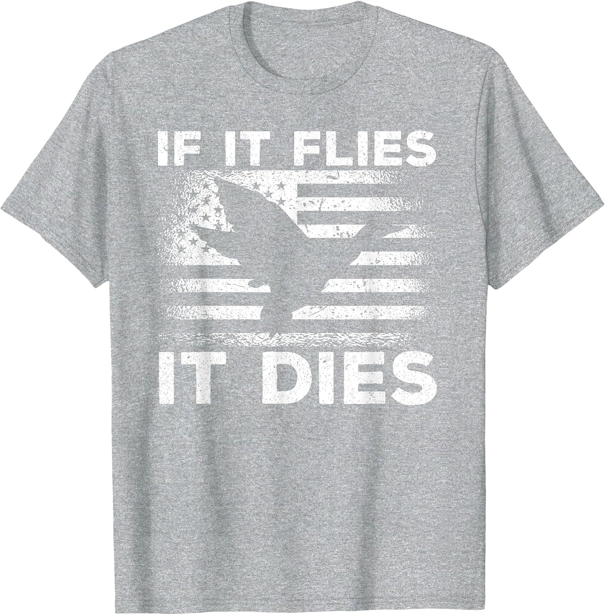 If It Flies It Dies American Flag Duck Hunter T-Shirt - Heather Grey
