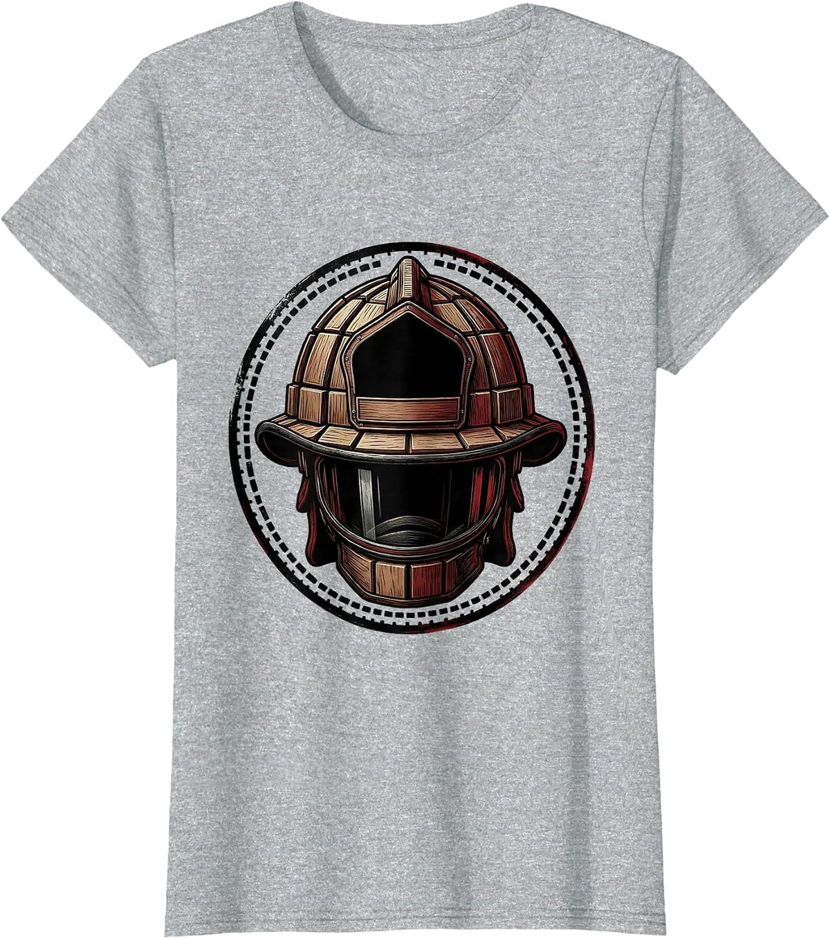 Women's Firefighter Helmet Badge Humor Occupation Pride T-Shirt - Heather Grey