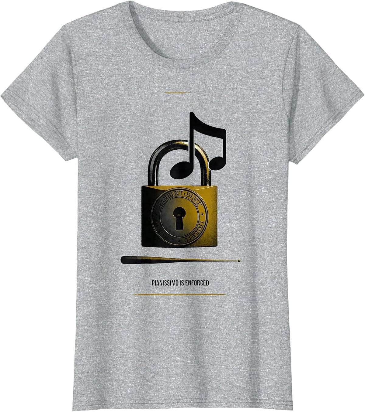 Pianissimo Is Enforced Funny Music Teacher Gift Humor T-Shirt - Heather Grey