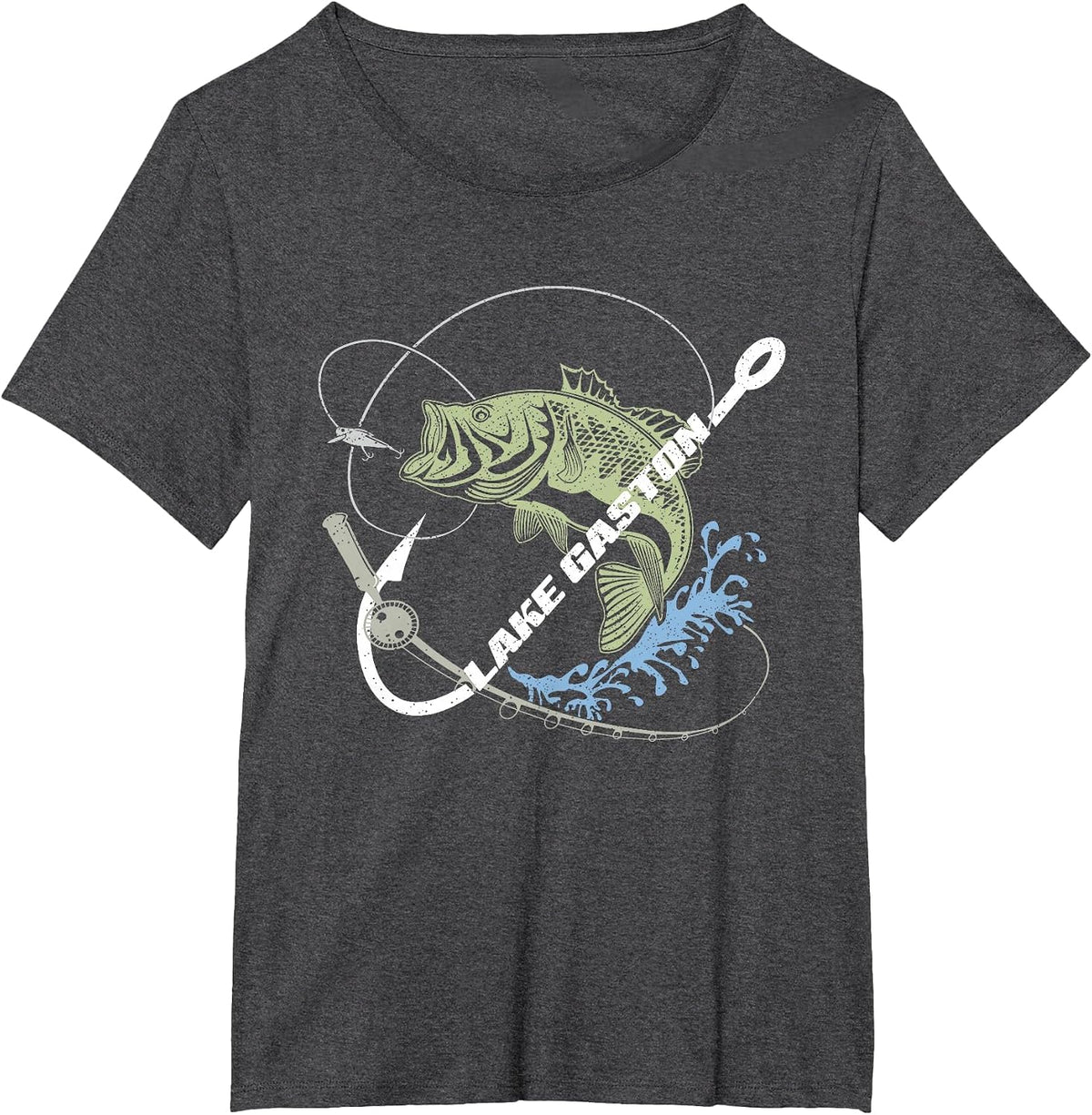 Lake Gaston Bass Fishing – Hooked on Lake Life T-Shirt - Dark Heather Grey