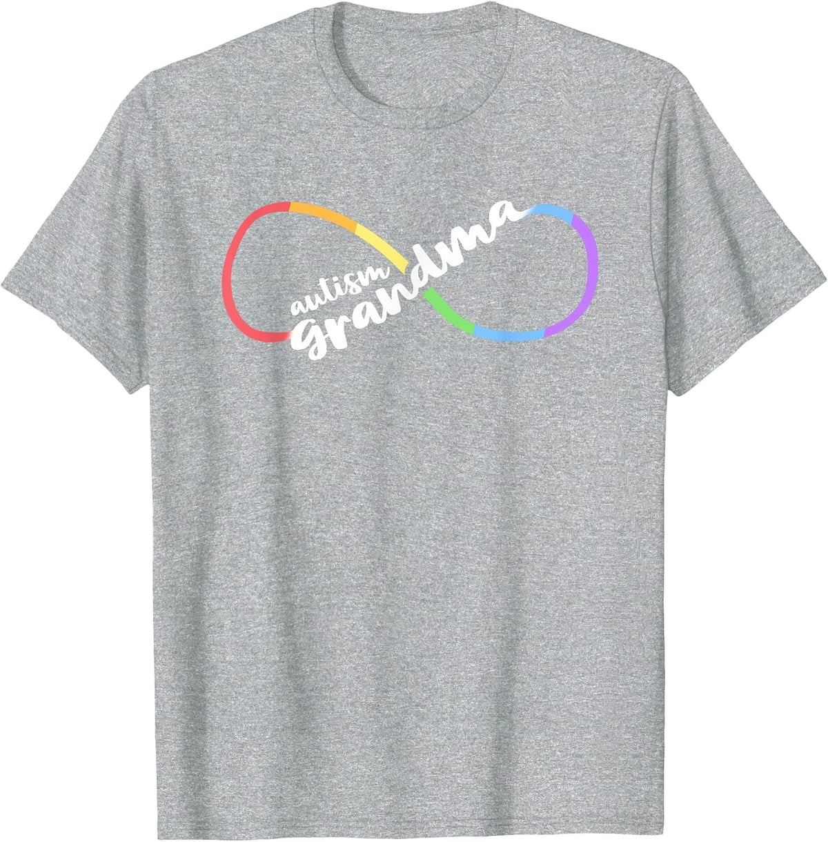 Family Autism Awareness Symbol for Grandma Rainbow T-Shirt - Heather Grey
