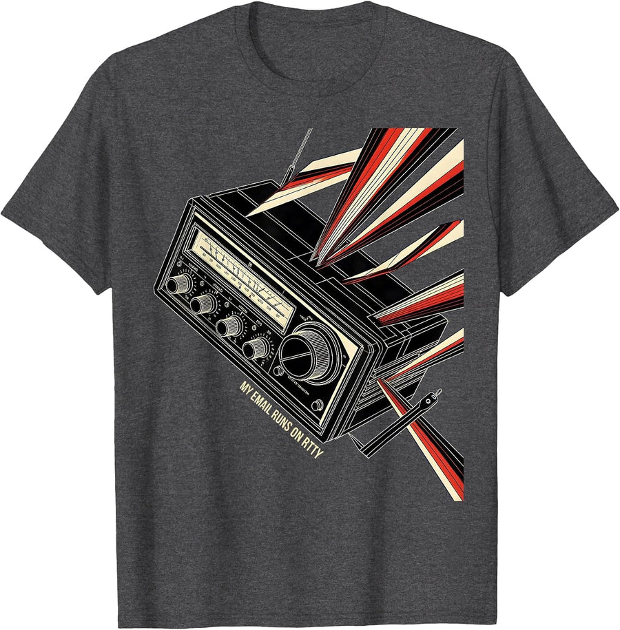 Men's My Email Runs On RTTY Funny Ham Radio Operator Hobbyist T-Shirt - Dark Heather Grey