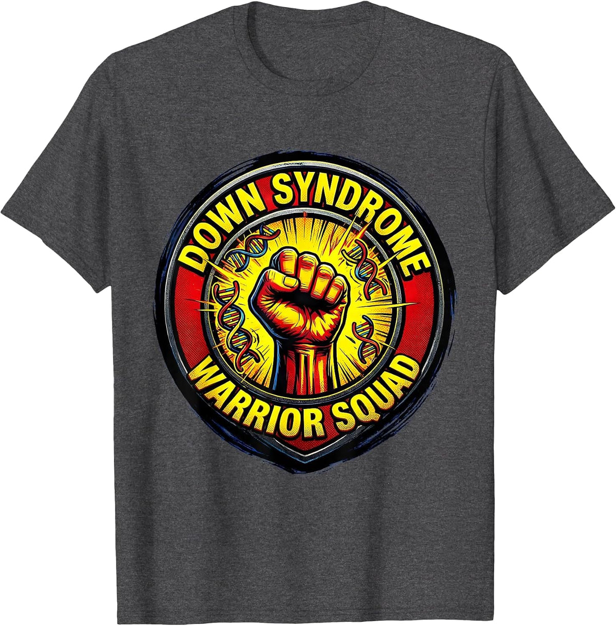 Down Syndrome Warrior Squad Awareness Design T-Shirt - Dark Heather Grey