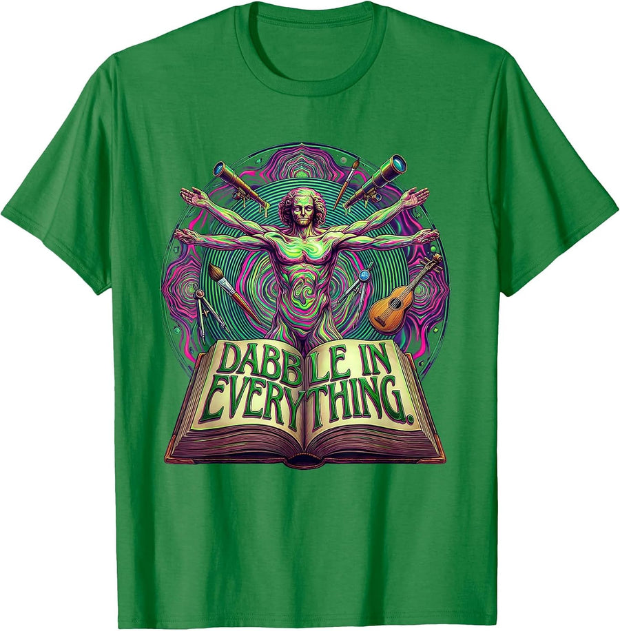 Men's Dabble in Everything Renaissance Man Design T-Shirt - Kelly Green
