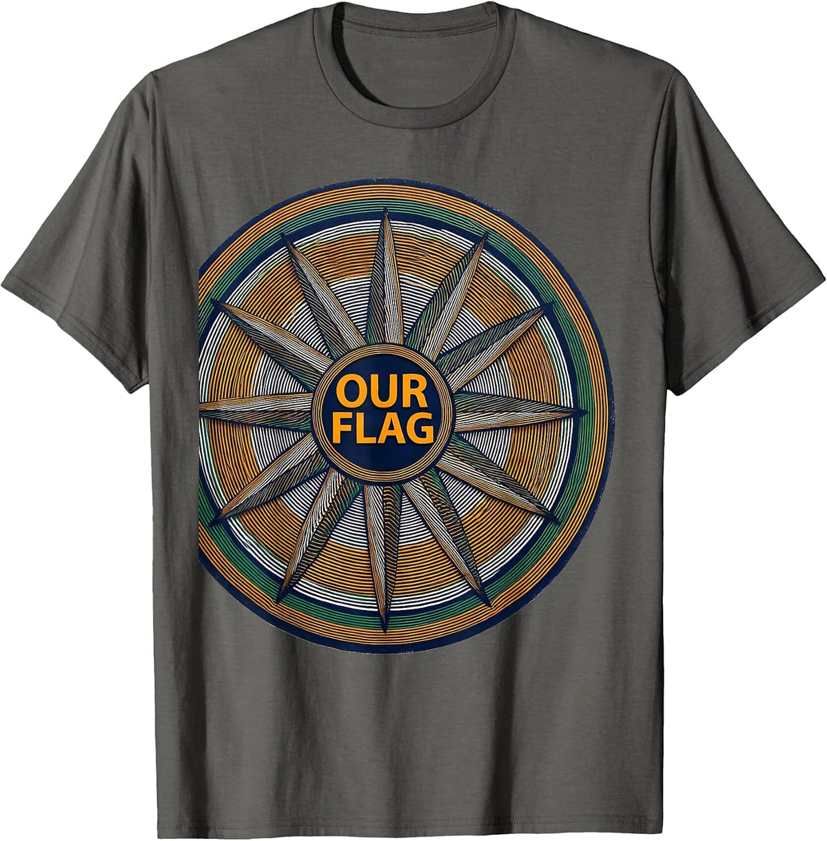 OUR FLAG Retro Patriotic Indian Independence Day T-Shirt - Asphalt Grey