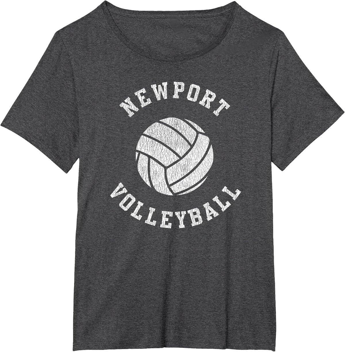 Newport Volleyball Retro Distressed Team VB Graphic T-Shirt - Dark Heather Grey