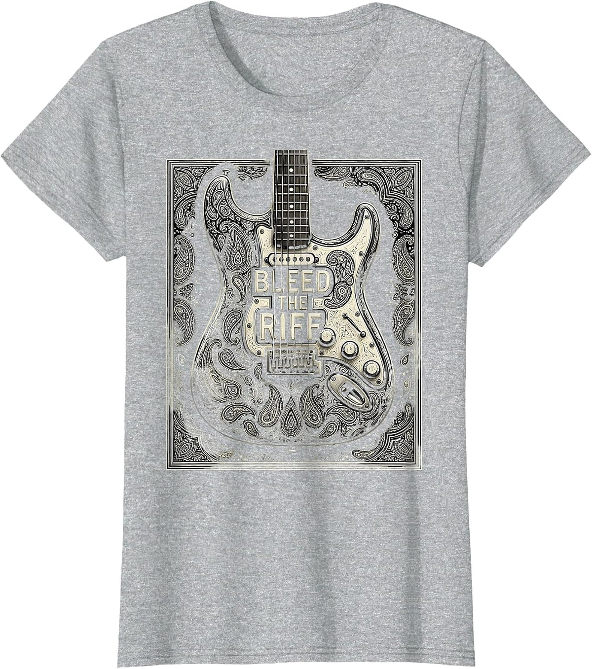 Bleed The Riff Metal Band Graphic Design T-Shirt - Heather Grey