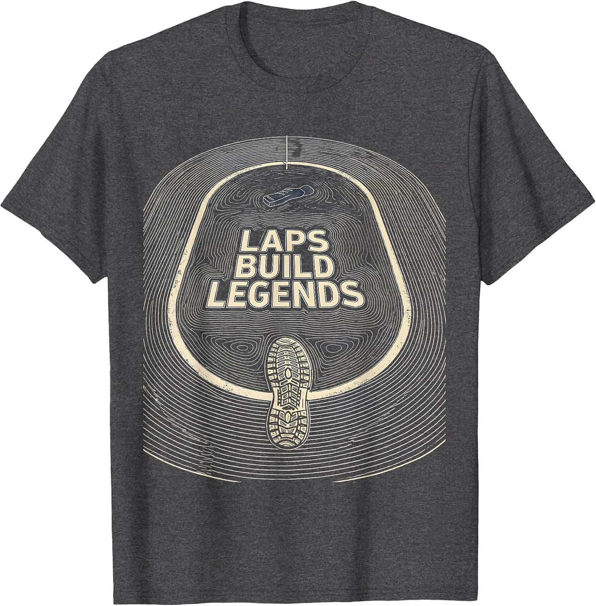 Laps Build Legends Funny PE Teacher Appreciation Gym Class T-Shirt - Dark Heather Grey