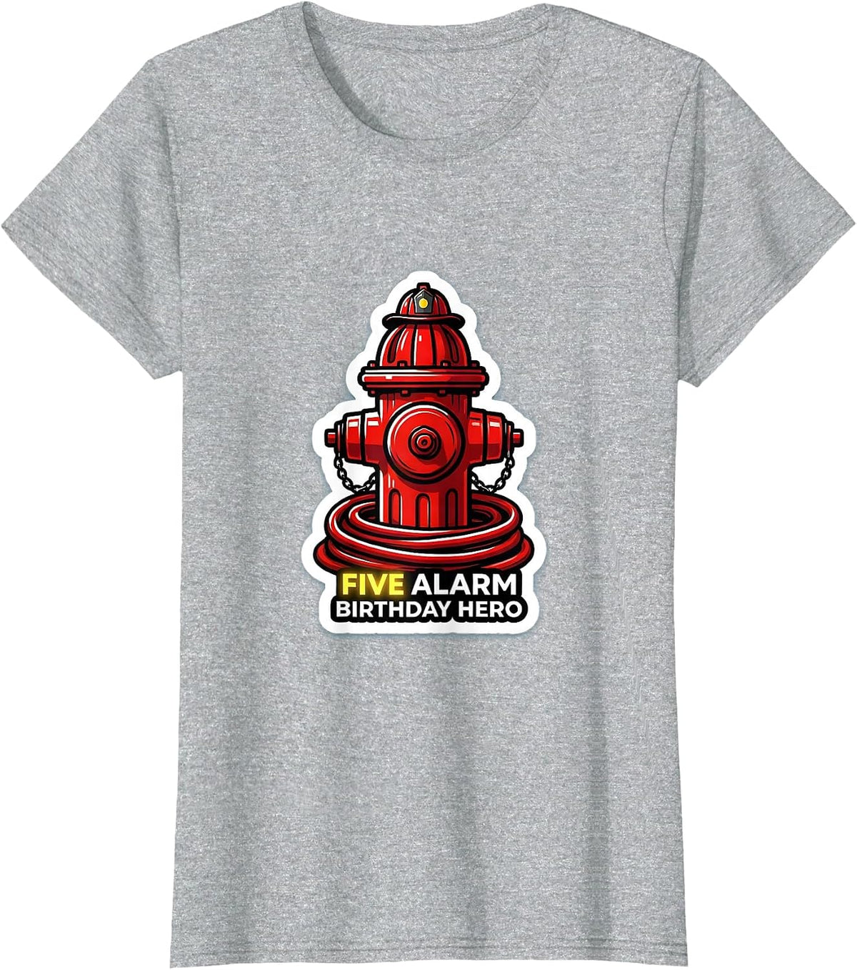 Women's Five Alarm Birthday Hero Cute Toddler Firefighter Party T-Shirt - Heather Grey