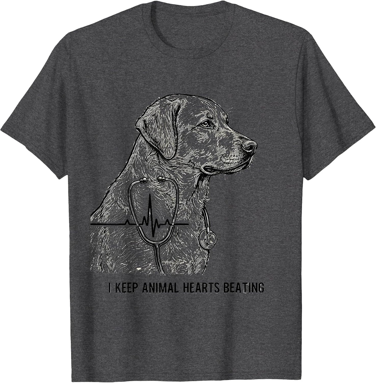 Men's I Keep Animal Hearts Beating Funny Vet Tech Veterinary T-Shirt - Dark Heather Grey