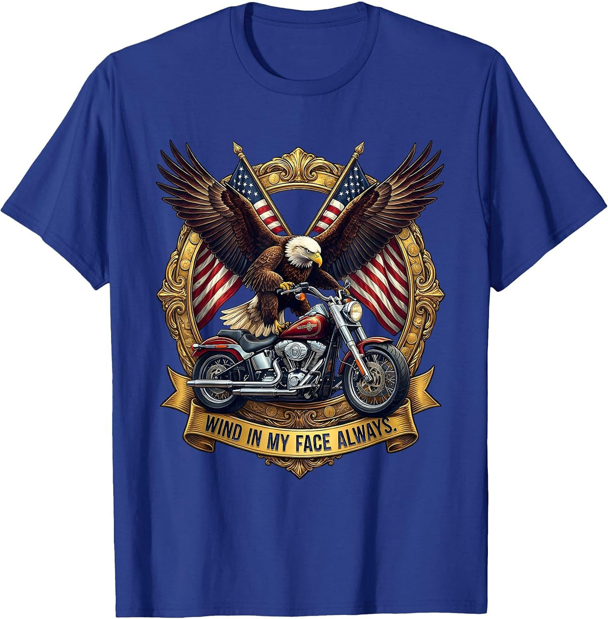 Wind In My Face Always Cycling Bike Design T-Shirt - Royal Blue