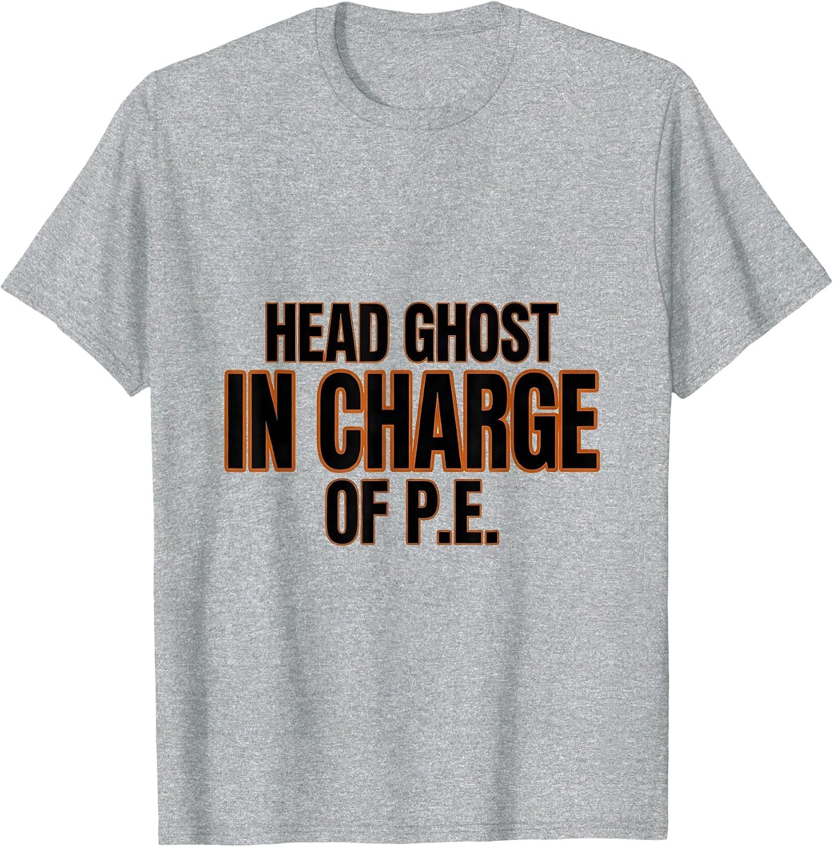 Men's Head Ghost In Charge Of P.E. Funny PE Teacher Halloween T-Shirt - Heather Grey