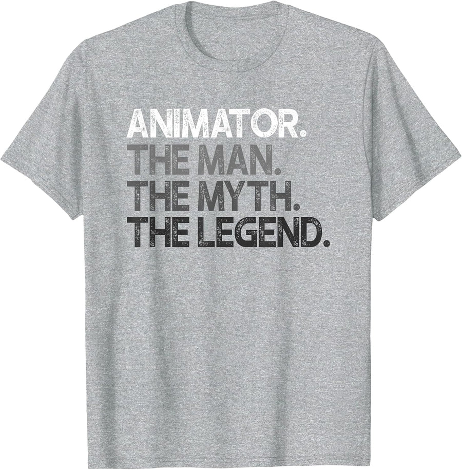 Animator The Man Myth Legend Design T-Shirt - Heather Grey